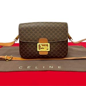 【状態良好】金土日特別価格❗❗CELINE マカダム ショルダーバッグ CELINE（セリーヌ） 極 美品 ヴィンテージ 馬車金具 マカダム ブラゾン