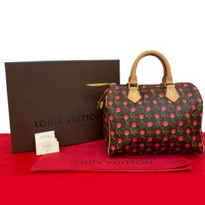 ほぼ未使用 箱付 LOUIS VUITTON ルイヴィトン スピーディ 25 モノグラム チェリー 村上隆コラボ レザー ハンドバッグ ボストンバッグ 06522