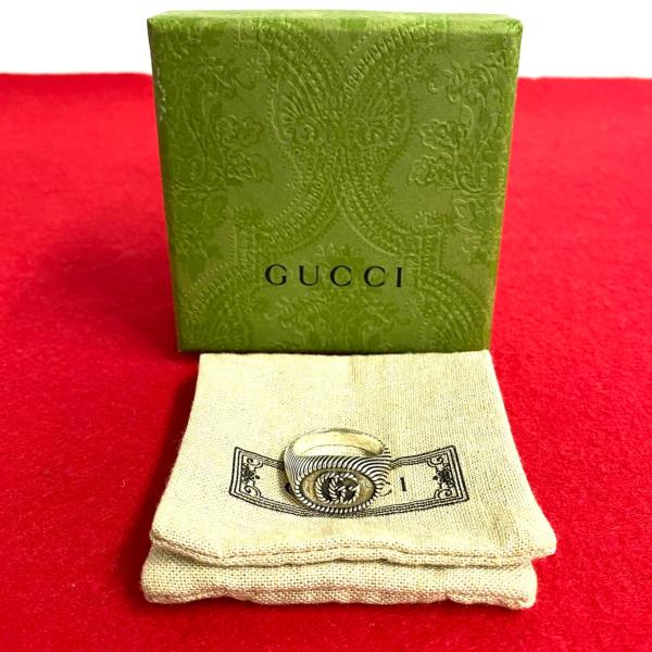 ほぼ未使用 箱 袋付 GUCCI グッチ ダブルG GG マーモント 19号 シルバー925 リング...