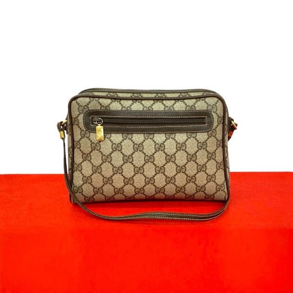 極 美品 GUCCI グッチ オールドグッチ ヴィンテージ GG ロゴ 金具 レザー ミニ ショルダ...