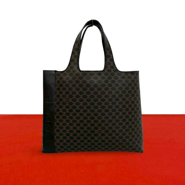 極 美品 CELINE セリーヌ マカダム ブラゾン トリオンフ 柄 レザー 本革 ハンドバッグ ミ...