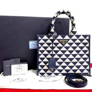 未使用保管品 箱 袋付 PRADA プラダ シンボル エンブロイダリー 