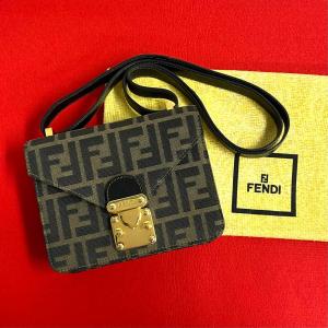 極 美品 希少品 FENDI フェンディ ズッカ 柄 レザー 本革 キャンバス 