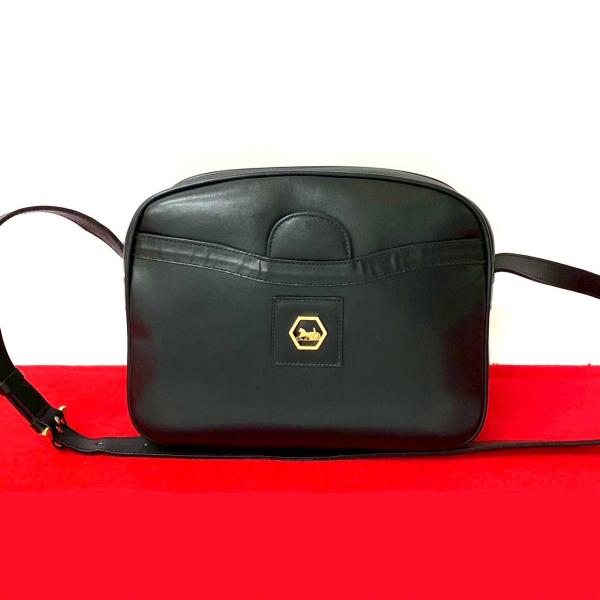 極 美品 CELINE セリーヌ ヴィンテージ 馬車金具 カーフ レザー 本革 ミニ ショルダーバッ...