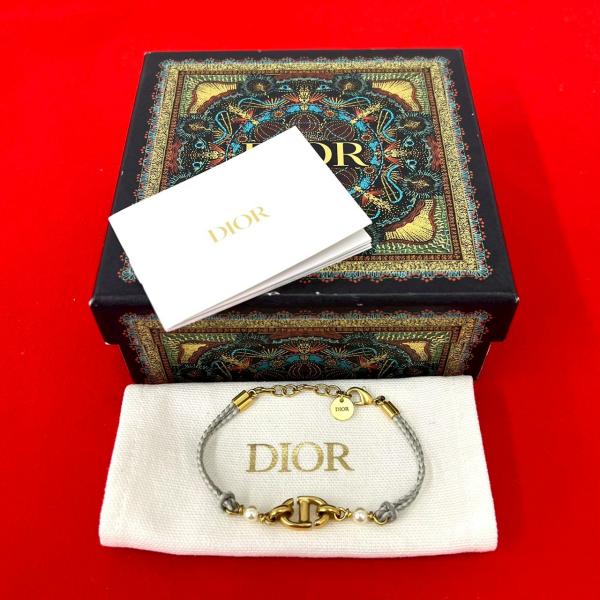 未使用保管品 箱 袋付き Christian Dior ディオール NAVY パール ブレスレット ...