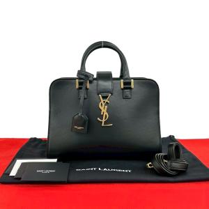 未使用保管品 袋付 YVES SAINT LAURENT イヴサンローラン ベイビーカバス YSL レザー 2way ショルダーバッグ ハンドバッグ ブラック 10828