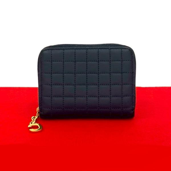 ほぼ未使用 CELINE セリーヌ Cチャーム コンパクト ウォレット キルティング レザー 本革 ...