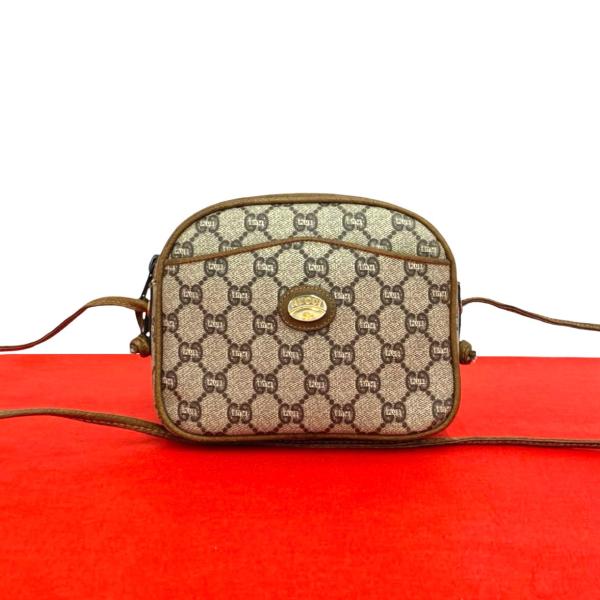 極 美品 GUCCI グッチ オールドグッチ ヴィンテージ グッチプラス ロゴ 金具 レザー 本革 ...