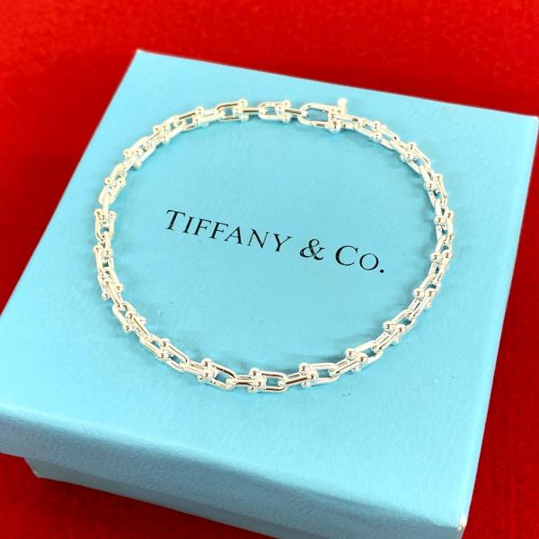 極 美品 希少品 TIFFANY&amp;Co. ティファニー ハードウェア マイクロ ブレスレット シルバ...
