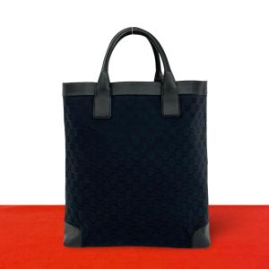 極 美品 希少品 GUCCI グッチ GG ロゴ 柄 レザー 本革 キャンバス トートバッグ ハンドバッグ A4収納可能 ブラック 黒 37694
