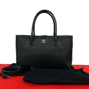 極 美品 カード シール有 18番台 CHANEL シャネル エグゼクティブトート キャビアスキン 2way ショルダーバッグ ハンドバッグ 黒 32273