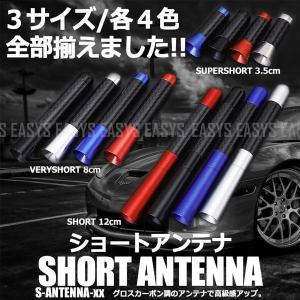 ドレスアップ アンテナ グロスカーボン調 ユーロ アダプター スペーサー ショート 12cm 8cm 3.5cm 車 汎用 外装