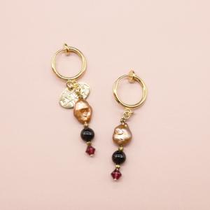 【Open the Jewelry Box!】ガーネット オニキス バロックパール イヤリング｜天然石｜一点物｜LA・JOLLA HALE