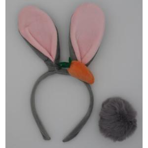 うさぎ耳 尻尾 カチューシャ コスプレ にんじん ハロウィン イースター ヘアアクセサリー (グレー...