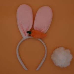 うさぎ耳 尻尾 カチューシャ コスプレ にんじん ハロウィン イースター ヘアアクセサリー (ホワイ...