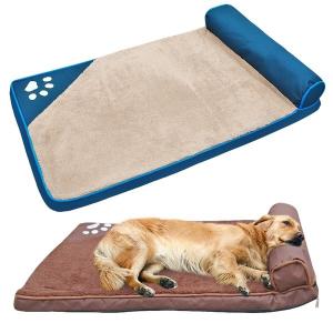 犬のベッド大型犬ペットハウスソファマット犬のベッドで枕犬小屋ソフトペット猫家ブランケットクッションのためのハスキーラブラドール