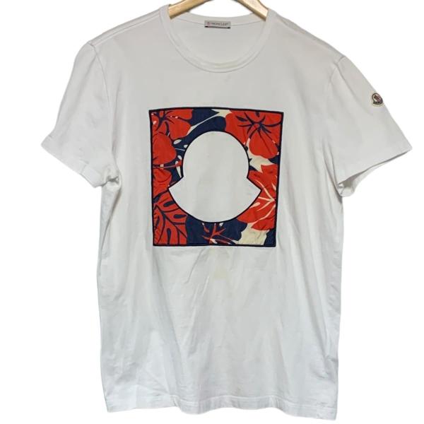 【中古】 MONCLER Tシャツ E10918044750 ハイビスカス ロゴ刺繍 サイズL 23...