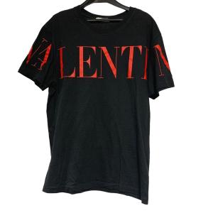 【中古】 VALENTINO ヴァレンティノ  Tシャツロゴプリント ブラック レッドロゴ サイズM 半袖 バレンチノ メンズ 23036184 MY