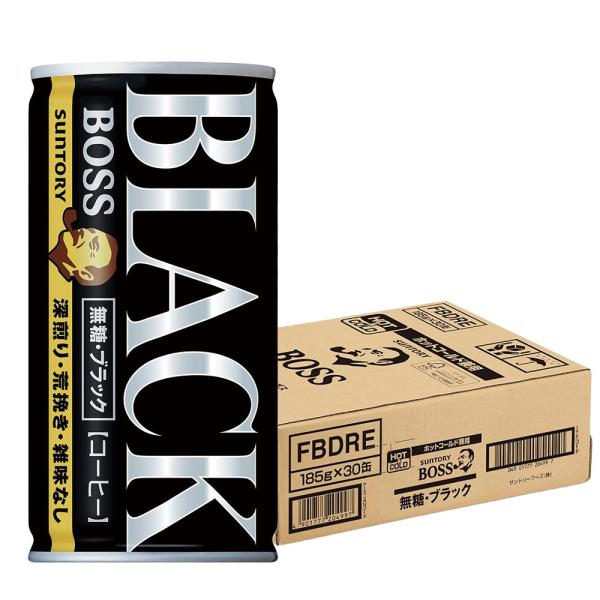 送料無料 サントリー BOSS ボス 無糖 ブラック 185ml×30本/1ケース あすつく