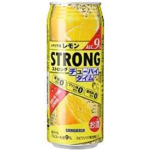 あすつく 送料無料 サンガリア ストロングチューハイタイム ゼロレモン 490ml×2ケース/24本
