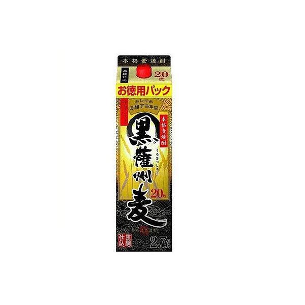 あすつく 送料無料 麦焼酎 若松酒造 黒薩州麦 20度 2700ml 2.7L×8本