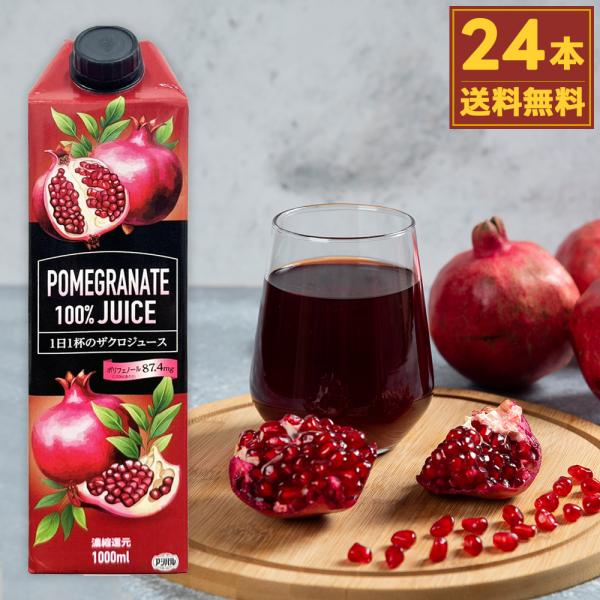 送料無料 ケース販売 アシストバルールザクロジュース 100% 濃縮還元 1000ml 1L×2ケー...