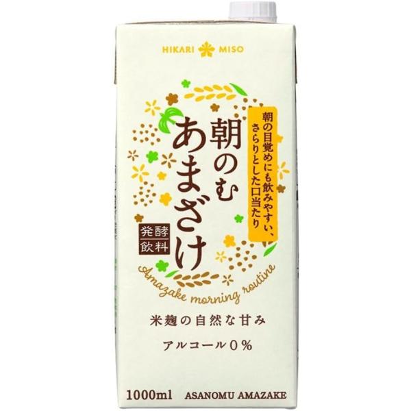 12/1限定P2% 送料無料 ひかり味噌 朝のむ あまざけ 1000ml 1L×12本入/2ケース