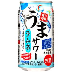 あすつく 送料無料 サンガリア うまサワー ラムネ 350ml×4ケース/96本｜liquor-boss1