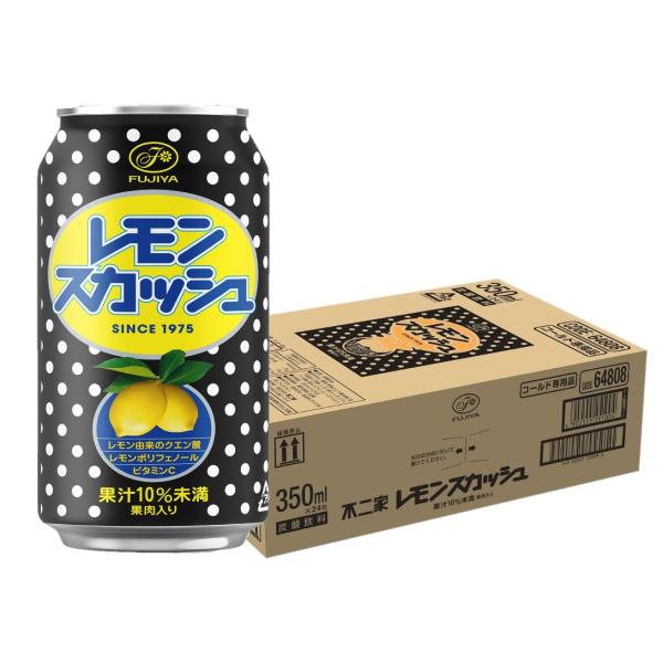 6/5限定+3％ 送料無料 不二家 レモンスカッシュ 缶 350ml×1ケース/24本