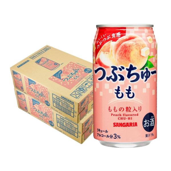 送料無料 サンガリア つぶちゅー もも 340ml×2ケース/48本