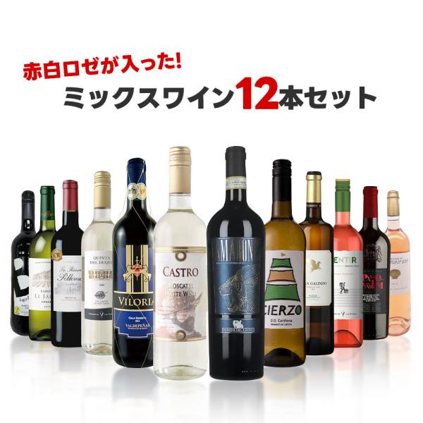 送料無料 赤白ロゼが入ったコスパ最強のミックスワインセット[750ml×12本]