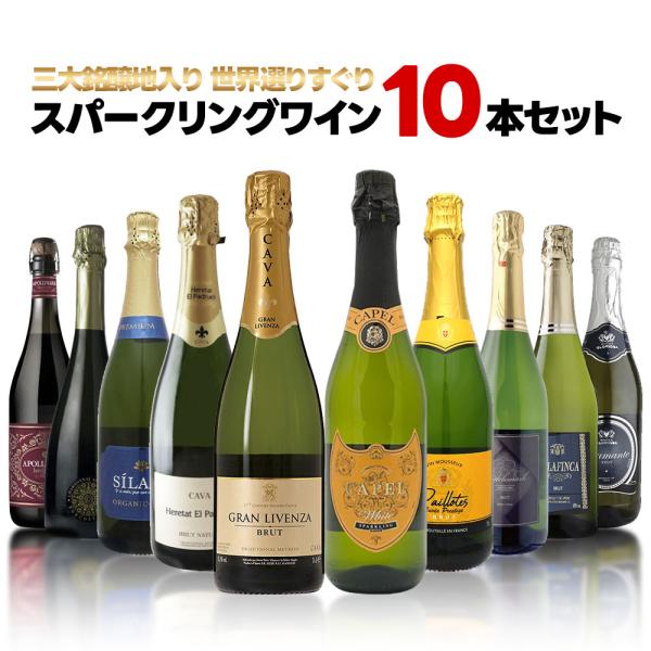 送料無料 世界の泡を飲み尽くせ！バラエティ豊かなスパークリングセット 750ml×10本 辛口 高炭...