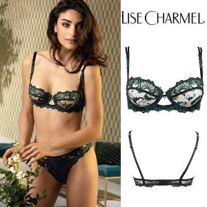 【85E】リズシャルメル LISE CHARMEL ブラックグリーン パッドなし3/4ブラ(E) 品番ACC3088 ※大きめ注意｜lisecharmel