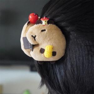 カピバラ グッズ 髪飾り オシャレ 可愛い かわいい サンタクロース 大人 ヘアクリップ ヘアアクセ アクセサリー もこもこ ぬいぐるみ｜lisshop