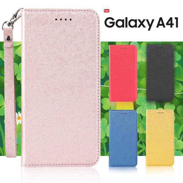 Galaxy A41 ケース 手帳型 ラメ風 キラキラ ストラップ付き Galaxy A41 スマホ...