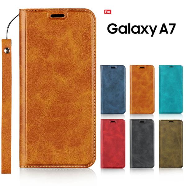 薄型 Galaxy A7 ケース 手帳型 Galaxy A7 スマホケース ストラップ付き カード収...