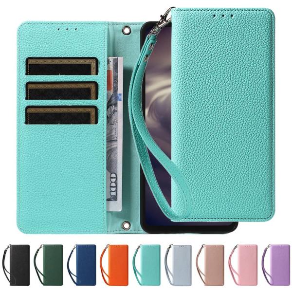 AQUOS sense10 sense9 共用 ケース 手帳型 ベルト無し マグネット内蔵 ライチ柄...