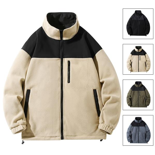 フリースジャケット メンズ フリース ジャケット 暖かい モックネック スポーツ ブルゾン アウター...