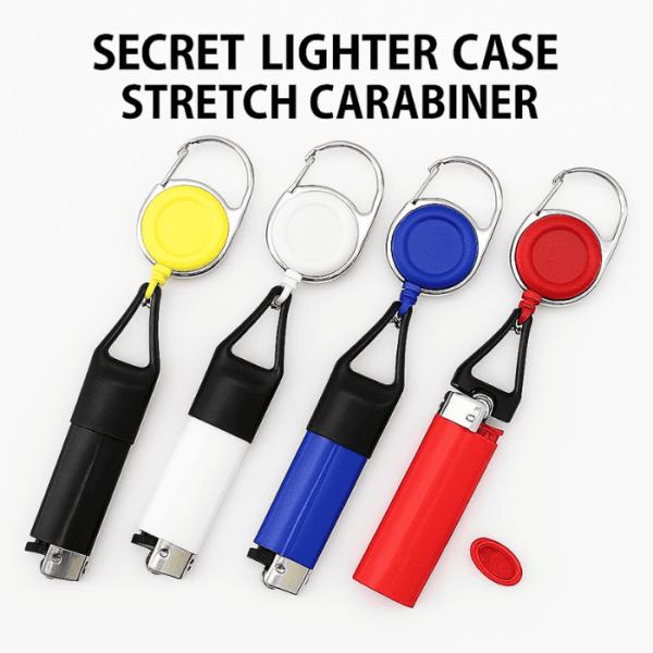 伸びるカラビナ付き シークレットライターケース スタッシュ 隠しケース セーフ クリップ カバー ホ...