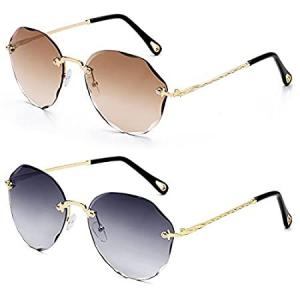2 Pack Trendy Sunglasses for Women Trendy,Lentes De Sol De Muj ,Not Polariz
