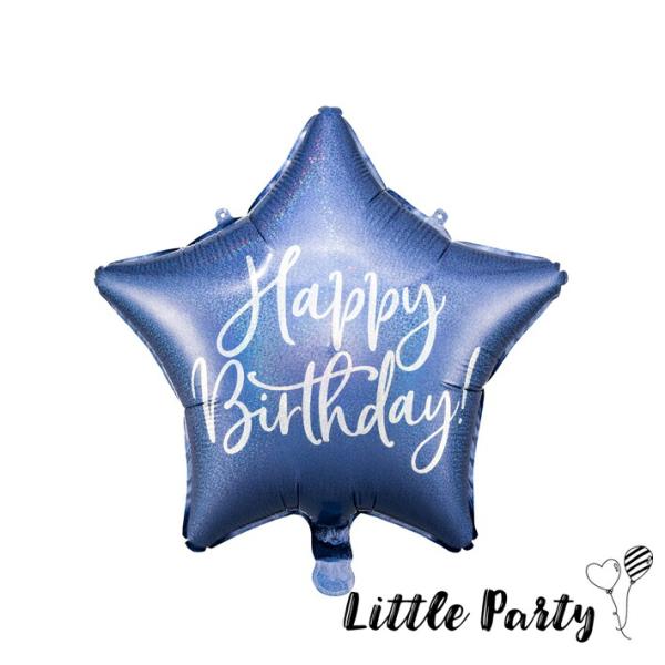 Happy Birthday フィルム風船 ネイビーブルー 40cm スター 星 1歳 ファーストバ...