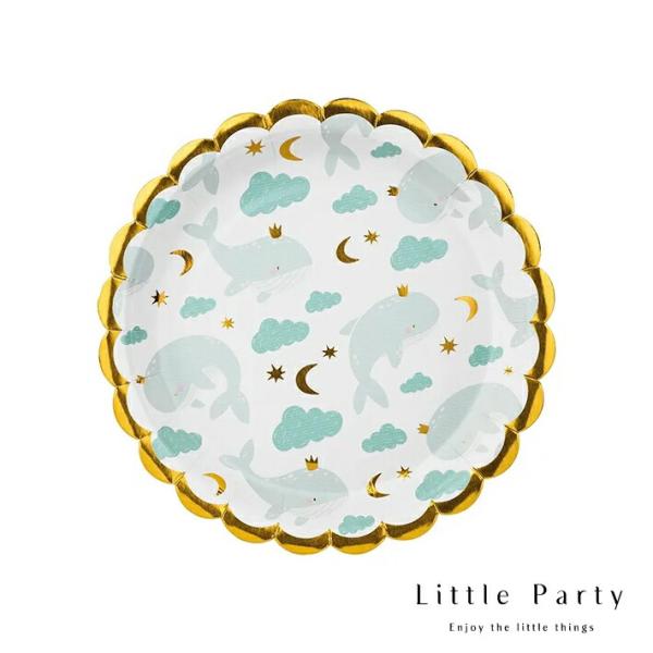 ペーパープレート クジラ 6枚セット ブルー 皿 ラッピング 紙皿 使い捨て 誕生日 バースデー 1...