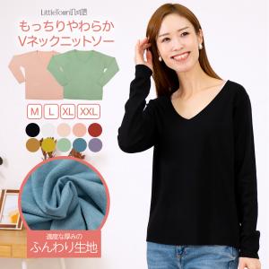 ニットソー Vネック ニット やわらか ブイネック プルオーバー セーター 薄手 長袖 シンプル カジュアル 春 秋 冬 大きいサイズ M L XL XXL 1000円ポッキリ