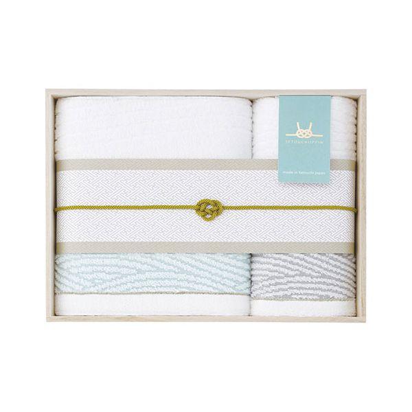 瀬戸内逸品 しおさい バスタオル＆フェイスタオル(木箱入) 〔バスタオル60×120cm・フェイスタ...