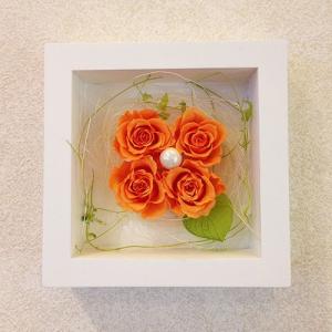 プリザーブドフラワーの壁掛けフレームオレンジは置物としても使えます 贈り物 プレゼント 送料無料 Lpm0021 リトルエンジェル 花 ギフト プリザーブドフラワー通販