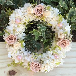 プリザーブドフラワー壁掛け リース クリスマスプレゼント 誕生日 アンティークホワイト Mサイズ Lpm0038 リトルエンジェル 花ギフト プリザーブドフラワー通販