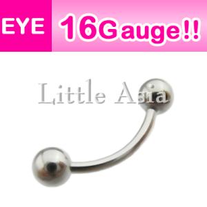 【アイブロー*眉ピアス】カーブドピアス 16G
