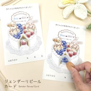 ジェンダーリビールカード セット販売あり くま うさぎ テディベア ケーキ スクラッチ式 妊娠中期 サプライズ 発表用 赤ちゃん性別発表 出産祝い 男の子 女の子