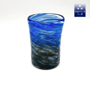 琉球ガラス工房三ツ星 藍(あい)ロックグラス 白水 日本製 : LITTLE BOX