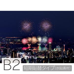 お風呂ポスター　神戸港から見た花火　B2　短期貼替タイプ（水貼素材）　防水ポスター　おふろポスター　銭湯気分｜littleoasis